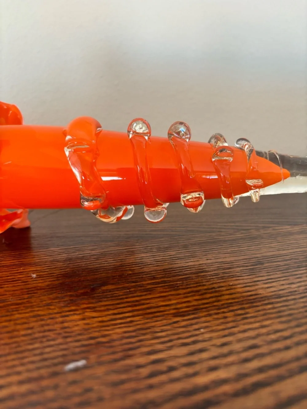 Vintage Bohemian Art Glass Vase Orange Cased White Ruffled Vase